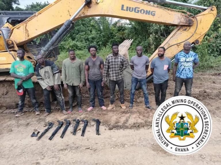 Anti-galamsey taskforce arrests 8 heavily armed galamseyers