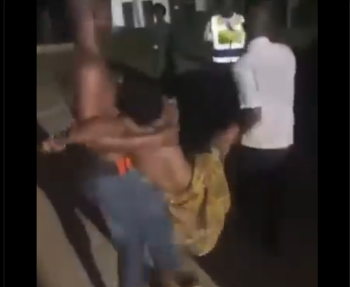 The visibly weak patient being carried