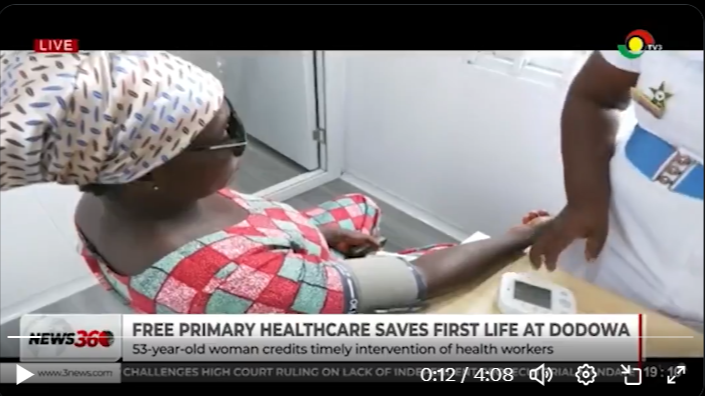 Video – Mahama’s Free Primary Healthcare Programme ‘catches’ hypertensive patient just hours after launch