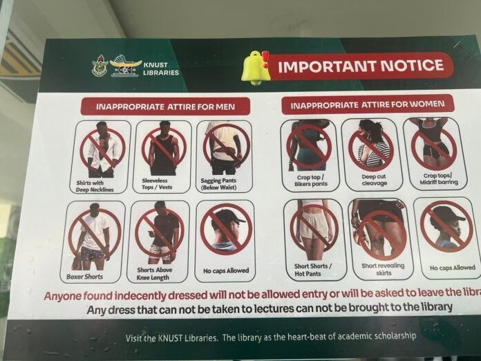 KNUST libraries list of inappropriate dresses