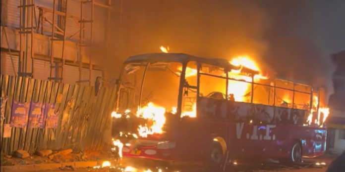 VIP bus catches fire at Abuakwa station