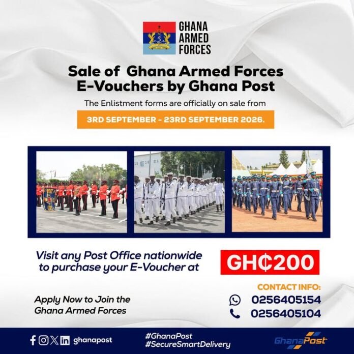Ghana Armed Forces opens 2026/27 recruitment for Degree Holders on September 3