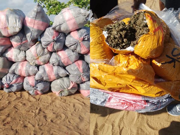 2,213 slabs of suspected Indian hemp intercepted by the Police on River Volta